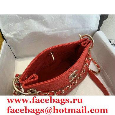 Chanel Caviar Leather Drawstring Bucket Bag Red 2020