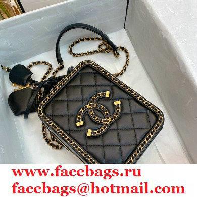 Chanel Chain CC Filigree Vertical Clutch with Chain Vanity Case Bag AS0988 Black 2020