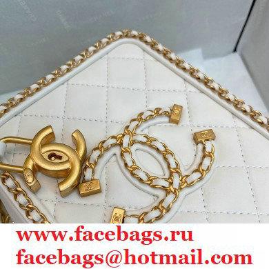 Chanel Chain CC Filigree Vertical Clutch with Chain Vanity Case Bag AS0988 White 2020