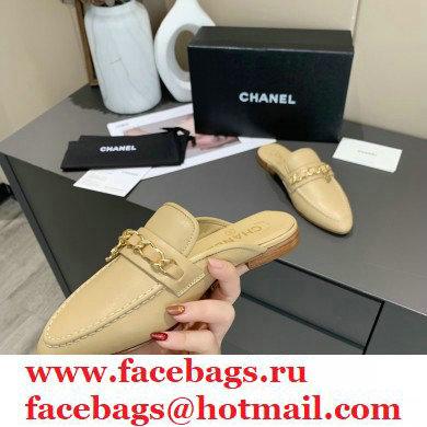 Chanel Chain and CC Logo Mules Beige 2020