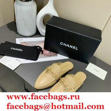 Chanel Chain and CC Logo Mules Beige 2020