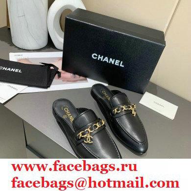 Chanel Chain and CC Logo Mules Black 2020 - Click Image to Close