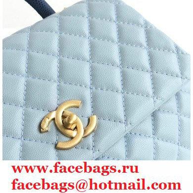 Chanel Coco Handle Medium Flap Bag Baby Blue/Lizard with Top Handle A92991