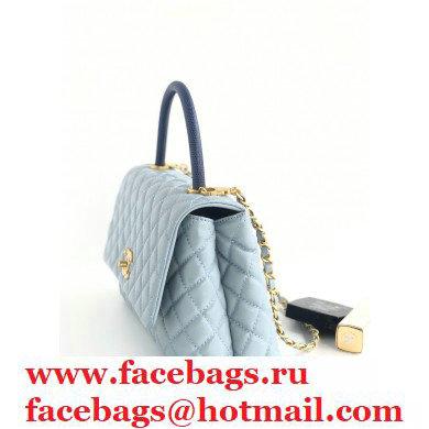 Chanel Coco Handle Medium Flap Bag Baby Blue/Lizard with Top Handle A92991 - Click Image to Close