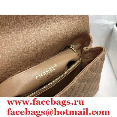 Chanel Coco Handle Medium Flap Bag Beige/Burgundy with Lizard Top Handle A92991 Top Quality 7148