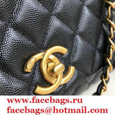 Chanel Coco Handle Medium Flap Bag Black/Burgundy Lizard with Top Handle A92991