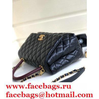 Chanel Coco Handle Medium Flap Bag Black/Burgundy Lizard with Top Handle A92991 - Click Image to Close
