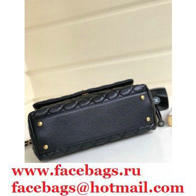 Chanel Coco Handle Medium Flap Bag Black/Burgundy Lizard with Top Handle A92991