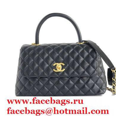 Chanel Coco Handle Medium Flap Bag Black with Top Handle A92991
