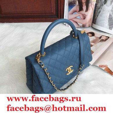 Chanel Coco Handle Medium Flap Bag Blue with Top Handle A92991 Top Quality 7148
