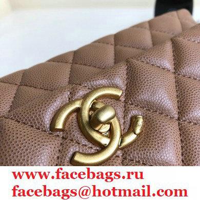 Chanel Coco Handle Medium Flap Bag Brown/Lizard with Top Handle A92991