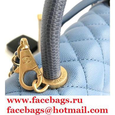 Chanel Coco Handle Medium Flap Bag Denim Blue/Lizard with Top Handle A92991 - Click Image to Close