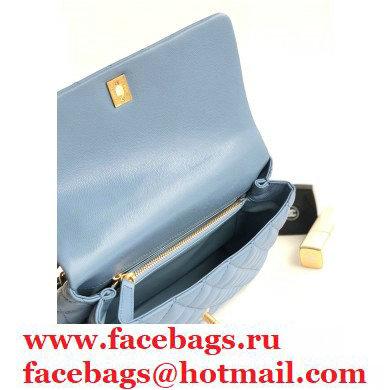 Chanel Coco Handle Medium Flap Bag Denim Blue/Lizard with Top Handle A92991 - Click Image to Close
