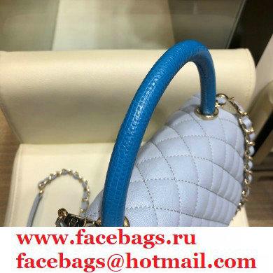 Chanel Coco Handle Medium Flap Bag Dusty Blue with Lizard Top Handle A92991 Top Quality 7148 - Click Image to Close