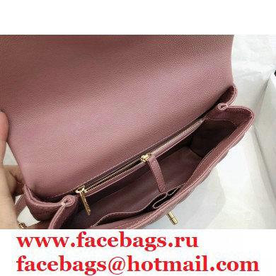 Chanel Coco Handle Medium Flap Bag Dusty Pink/Burgundy with Lizard Top Handle A92991 Top Quality 7148