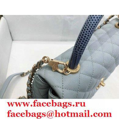 Chanel Coco Handle Medium Flap Bag Gray with Lizard Top Handle A92991 Top Quality 7148