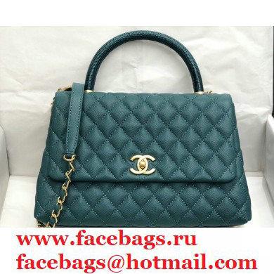 Chanel Coco Handle Medium Flap Bag Green with Lizard Top Handle A92991 Top Quality 7148