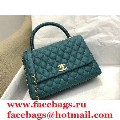 Chanel Coco Handle Medium Flap Bag Green with Lizard Top Handle A92991 Top Quality 7148