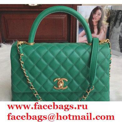 Chanel Coco Handle Medium Flap Bag Green with Top Handle A92991 Top Quality 7148
