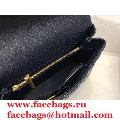 Chanel Coco Handle Medium Flap Bag Navy Blue/Burgundy with Lizard Top Handle A92991 Top Quality 7148