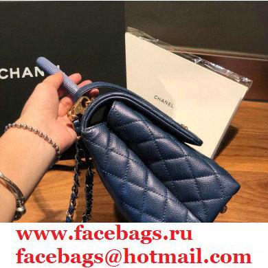 Chanel Coco Handle Medium Flap Bag Navy Blue with Lizard Top Handle A92991 Top Quality 7148 - Click Image to Close