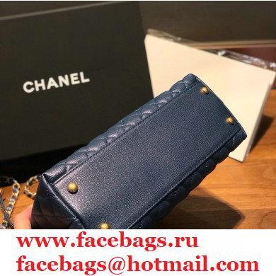 Chanel Coco Handle Medium Flap Bag Navy Blue with Lizard Top Handle A92991 Top Quality 7148 - Click Image to Close