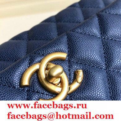 Chanel Coco Handle Medium Flap Bag Navy Blue with Top Handle A92991