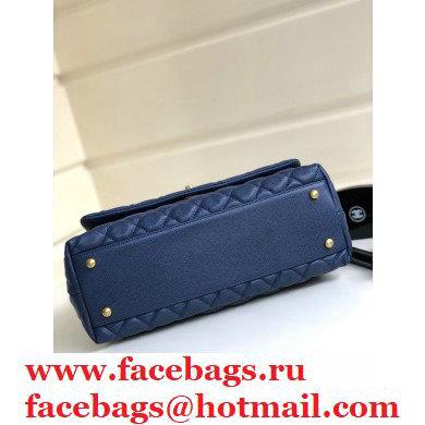 Chanel Coco Handle Medium Flap Bag Navy Blue with Top Handle A92991
