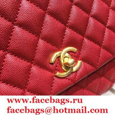 Chanel Coco Handle Medium Flap Bag Red/Burgundy with Lizard Top Handle A92991 Top Quality 7148