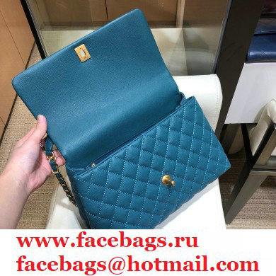 Chanel Coco Handle Medium Flap Bag Turquoise Blue with Lizard Top Handle A92991 Top Quality 7148 - Click Image to Close