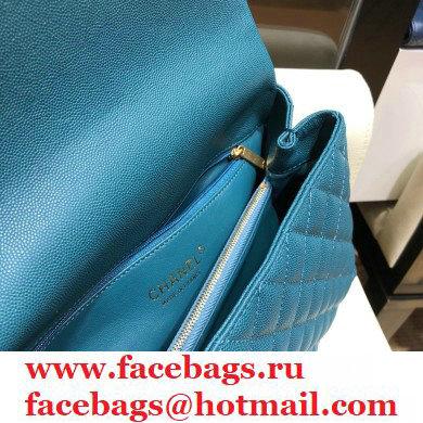 Chanel Coco Handle Medium Flap Bag Turquoise Blue with Lizard Top Handle A92991 Top Quality 7148
