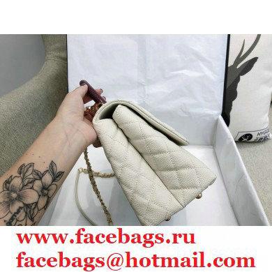Chanel Coco Handle Medium Flap Bag White/Burgundy with Lizard Top Handle A92991 Top Quality 7148 - Click Image to Close