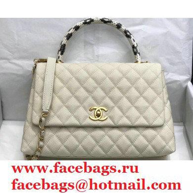 Chanel Coco Handle Medium Flap Bag White with Python Top Handle A92991 Top Quality 7148