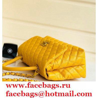 Chanel Coco Handle Medium Flap Bag Yellow with Top Handle A92991
