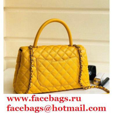 Chanel Coco Handle Medium Flap Bag Yellow with Top Handle A92991 - Click Image to Close