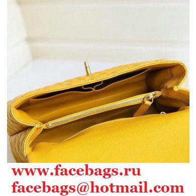 Chanel Coco Handle Medium Flap Bag Yellow with Top Handle A92991