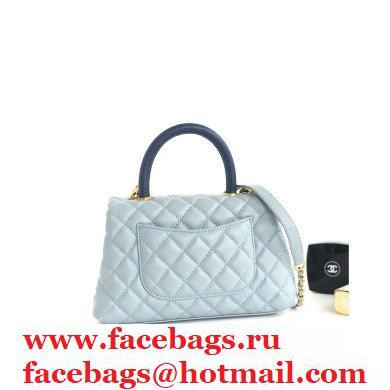 Chanel Coco Handle Small Flap Bag Baby Blue/Lizard with Top Handle A92990 - Click Image to Close