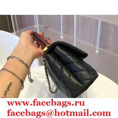 Chanel Coco Handle Small Flap Bag Black/Burgundy with Lizard Top Handle A92990 Original Quality 7147