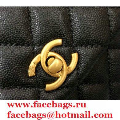 Chanel Coco Handle Small Flap Bag Black/Gold Burgundy Lizard with Top Handle A92990