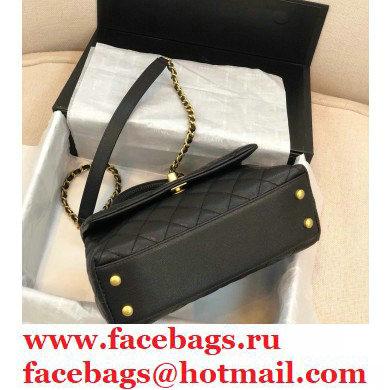 Chanel Coco Handle Small Flap Bag Black/Gold with Top Handle A92990