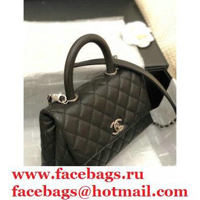 Chanel Coco Handle Small Flap Bag Black/Silver with Top Handle A92990