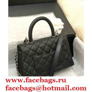 Chanel Coco Handle Small Flap Bag Black/Silver with Top Handle A92990
