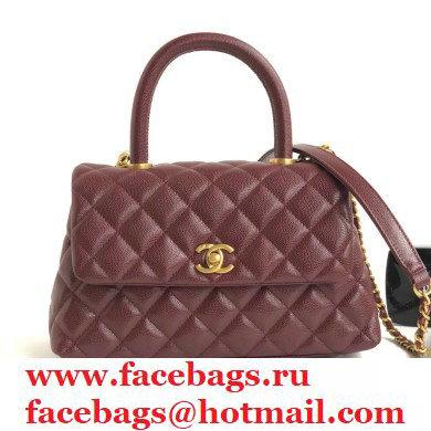Chanel Coco Handle Small Flap Bag Burgundy with Top Handle A92990