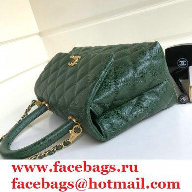 Chanel Coco Handle Small Flap Bag Dark Green with Top Handle A92990