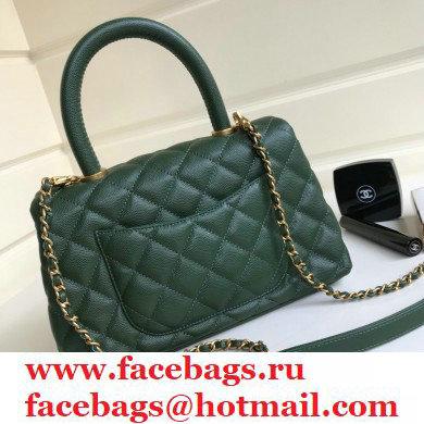 Chanel Coco Handle Small Flap Bag Dark Green with Top Handle A92990 - Click Image to Close