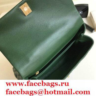 Chanel Coco Handle Small Flap Bag Dark Green with Top Handle A92990 - Click Image to Close