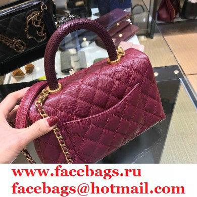 Chanel Coco Handle Small Flap Bag Date Red with Lizard Top Handle A92990 Top Quality 7147