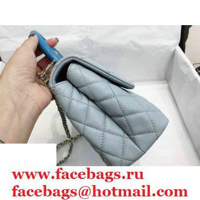 Chanel Coco Handle Small Flap Bag Dusty Blue with Lizard Top Handle A92990 Top Quality 7147 - Click Image to Close