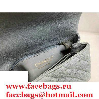 Chanel Coco Handle Small Flap Bag Dusty Blue with Lizard Top Handle A92990 Top Quality 7147 - Click Image to Close