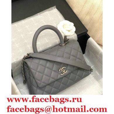 Chanel Coco Handle Small Flap Bag Elepant Gray with Top Handle A92990 - Click Image to Close